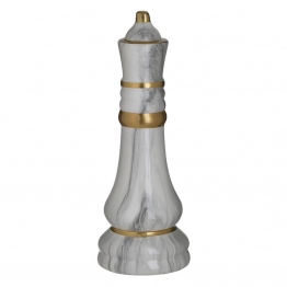 Διακοσμητικό Επιτραπέζιο Πιόνι Σκακιού Κεραμικό Λευκό-Χρυσό 9x23εκ. 3-70-902-0153