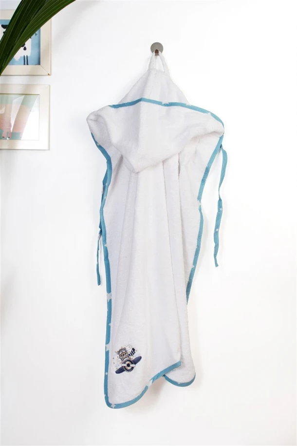 Κάπα Με Κέντημα Bebe 75x85εκ. Aviator 184 White-Sky Blue Dimcol