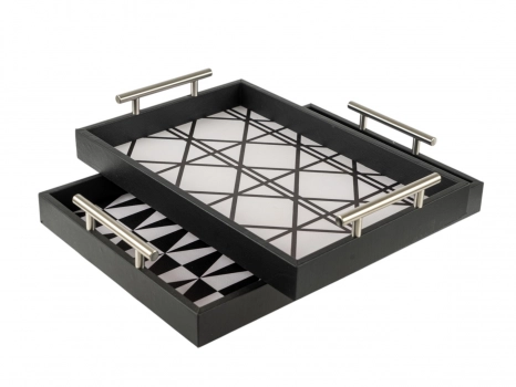 Δίσκος Σερβιρίσματος Σετ 2τμχ Μαύρος-Λευκός 44x31x4εκ.-40x27x4εκ. Zen Collection 25.20.51611