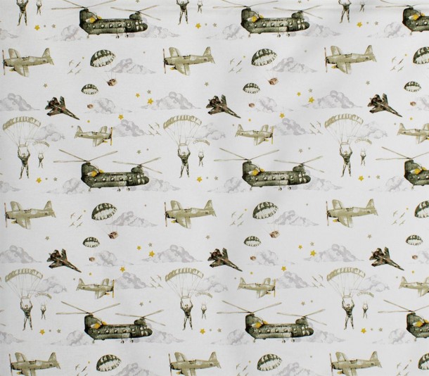 Πάνα Χασέ Βαμβακερή 80x80εκ. Aircraft 196 White-Khaki DimCol