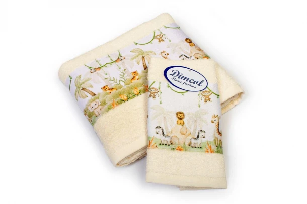 Σετ Πετσέτες 2τμχ Βαμβακερές Jungle 351 Ecru DimCol