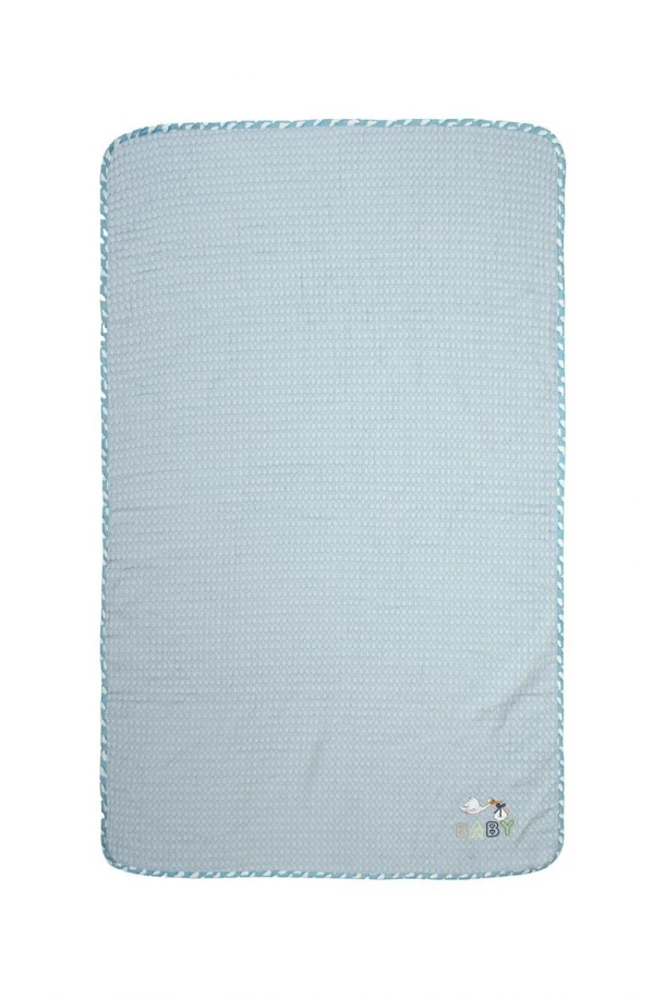 Κουβέρτα Πικέ Κούνιας 100x160εκ. Με Κέντημα Stork 191 Sky Blue DimCol