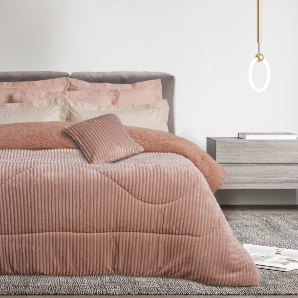 Κουβερτοπάπλωμα Fleece-Sherpa Μονό 160x220εκ. Blankets 1363 Nude Das Home