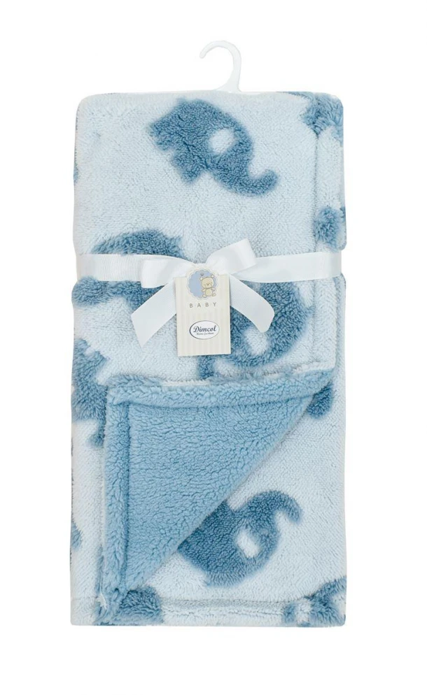 Κουβέρτα Sherpa Αγκαλιάς-Λίκνου 75x100εκ. Elephant 08 Sky Blue Dimcol