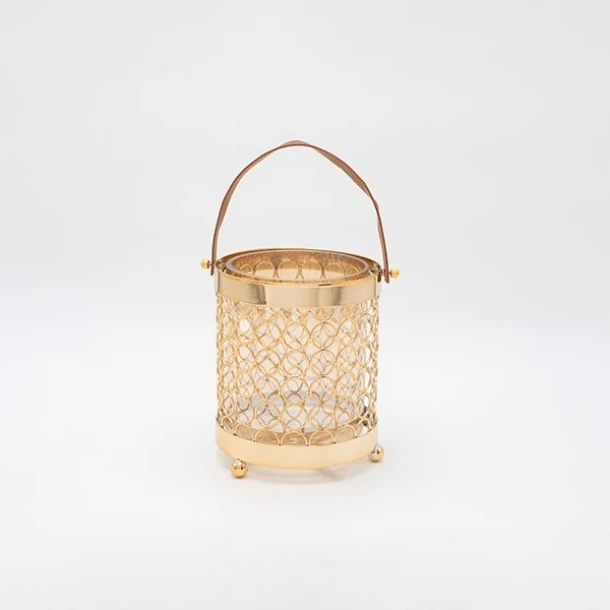 Φανάρι Μεταλλικό-Γυάλινο Χρυσό 14x17εκ. ESTHETI 819-00252