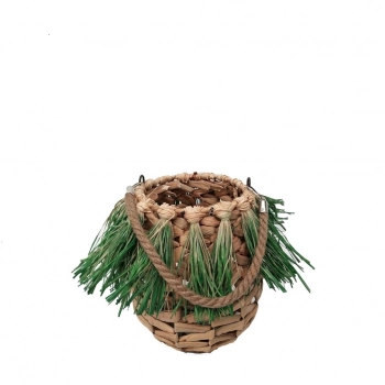 Φανάρι Ψάθινο Με Λαβή Μπεζ-Πράσινο ESPIEL Δ22,5x27εκ. LUG104