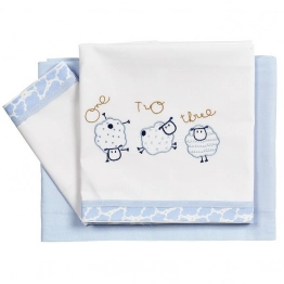 Σετ Σεντόνια Βαμβακερά Κούνιας 120x180εκ. Sheep Σιέλ 27592