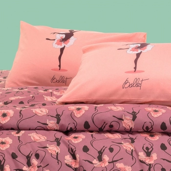 Ζεύγος Μαξιλαροθήκες Βαμβακερές 50x70εκ. Dance Mauve Kids Line Melinen 20003228