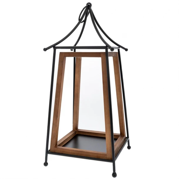 Φανάρι Ξύλινο-Μεταλλικό Καφέ-Μαύρο 25x25x56εκ. iliadis 89142