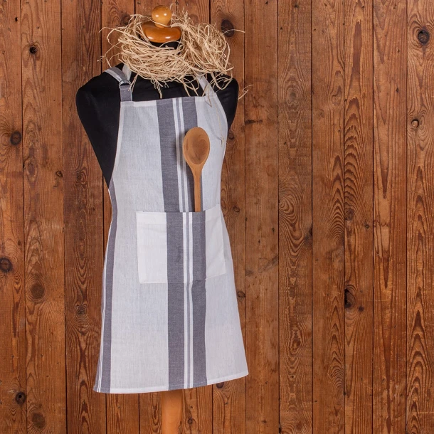 Ποδιά Κουζίνας Βαμβακερή 60x75εκ. Pepper Stripe Grey Melinen 20000911