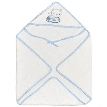 Κάπα Βαμβακερή 75x75εκ. Bear Σιέλ 40232