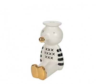 Βάζο Κεραμικό Πιγκουίνος Λευκό-Μαύρο-Χρυσό 12x18x21εκ. Zen Collection 24.21.50859