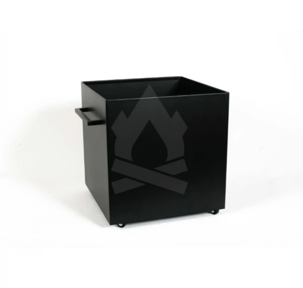 Ξυλιέρα Τετράγωνη 35x35x35εκ. Με Ρόδες Σιδερένια Μασίφ Black