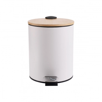 Καλάθι Απορριμμάτων Ανοξείδωτο-Bamboo Λευκό Essentials Estia 5lt 02-12731