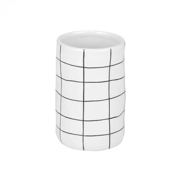 Ποτηροθήκη Κεραμική Λευκή-Μαύρη Cage 7,5x12εκ. Estia 02-27605