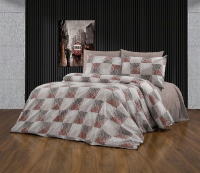 Σετ Σεντόνια 4τμχ Polycotton King 240x270εκ. Κλεοπάτρα 611 Red-Black DimCol