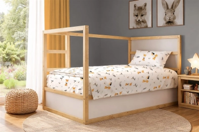 Σετ Σεντόνια 3τμχ Βαμβακερά Μονά 160x240εκ. Giraffe 599 White-Orange Dimcol