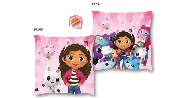 Διακοσμητικό Μαξιλάρι DreamWorks Velboa 38x38εκ. Gabby's Dollhouse 03 Pink DimCol