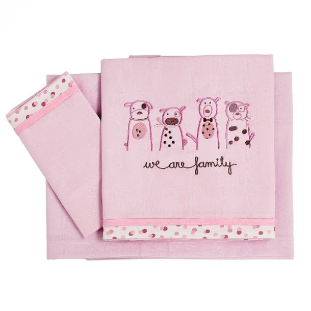 Σετ Σεντόνια Βαμβακερά Κούνιας 120x180εκ. Family Pink 29061