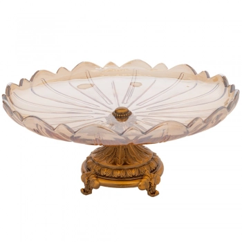 Διακοσμητική Πιατέλα-Τουρτιέρα Με Πόδι Γυάλινη-Μεταλλική Μελί-Χρυσή iliadis 31x15εκ. 91673