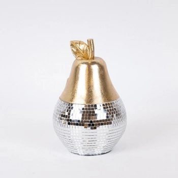 Διακοσμητικό Αχλάδι Polyresin Ασημί-Χρυσό 13x13x19εκ. ESTHETI 752-28589