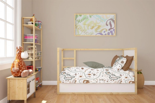 Σετ Σεντόνια 3τμχ Βαμβακερά Κούνιας 120x160εκ. Countryside 580 White-Mint DimCol