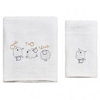 Σετ Πετσέτες 2τμχ Μπεμπέ Βαμβακερές Sheep Γκρι 57595