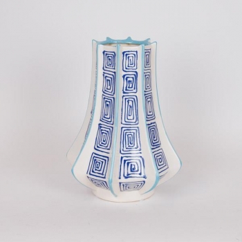 Βάζο Κεραμικό Λευκό-Μπλε-Γαλάζιο 23,5x23,5x33,5εκ. ESTHETI 819-00369