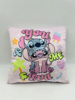 Διακοσμητικό Μαξιλάρι Velboa 38x38εκ. Disney Home Stitch & Angel 614 Baby Pink DimCol