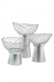Σετ 3τμχ Διακοσμητικό Επιτραπέζιο-Φρουτιέρα Μεταλλικό Ασημί 20x35εκ./25x30εκ./30x25εκ. Zen Collection 24.4.49460