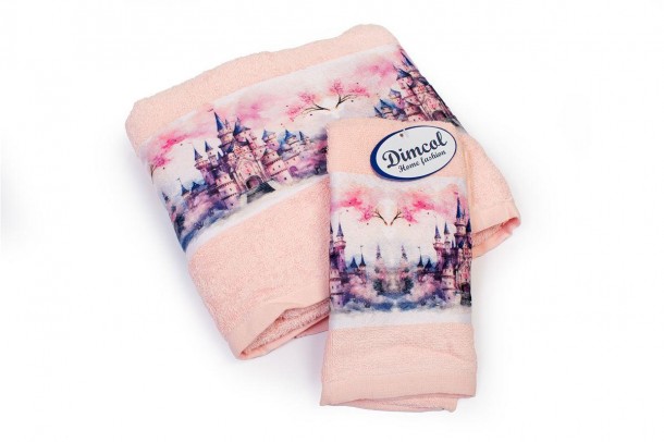 Σετ Πετσέτες 2τμχ Μπεμπέ Βαμβακερές Fairytale Castle 325 Pink DimCol