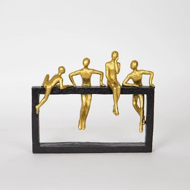 Διακοσμητικό Επιτραπέζιο Άνθρωποι Σε Πλαίσιο Polyresin Χρυσό-Μαύρο 9,5x9,5x30,5εκ. ESTHETI 752-27090