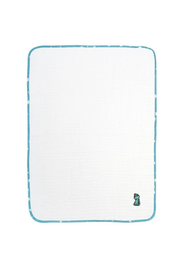 Κουβέρτα Πικέ Λίκνου 80x110εκ. Με Κέντημα Dinosaur 180 White-Sky Blue DimCol