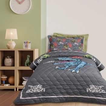 Κουβερλί Microfiber Μονό 160x220εκ. Kid Line 4931 Κρεμ-Γκρι Das Kids