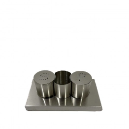 Σετ Αλατοπίπερο Με Θέση Για Οδοντογλυφίδες Ανοξείδωτο Ασημί ESPIEL 15x5,5x8,2εκ. DWKA1001