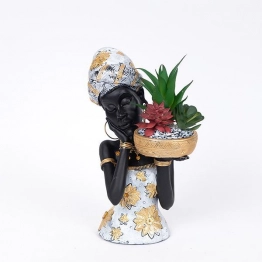 Διακοσμητική Επιτραπέζια Γυναικεία Φιγούρα Polyresin Χρυσή-Μαύρη-Λευκή 20x13x27εκ. ESTHETI 752-27057