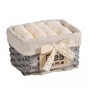 Σετ Πετσέτες Χεριών 4τμχ Soft Ecru Με Καλάθι 4000 Das Home