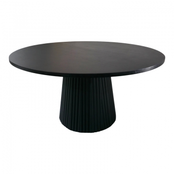 Τραπέζι σαλονιού Canicule I pakoworld μασίφ ξύλο ακακίας σε μαύρη απόχρωση Φ80x40εκ