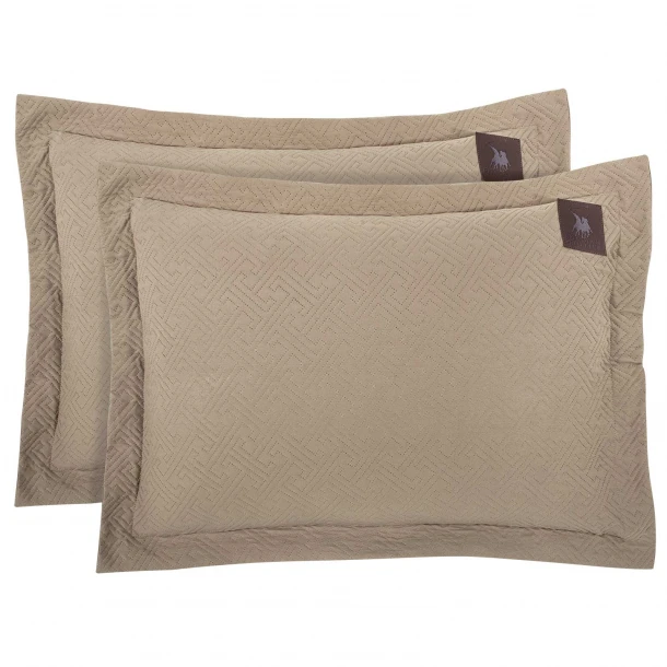 Ζεύγος Μαξιλαροθήκες Oxford Microfiber 50x70+7εκ. Essential 4452 Taupe Greenwich Polo Club