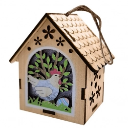 Πασχαλινο Στολίδι Κρεμαστό Σπιτάκι Ξύλινο 7x5x8εκ. Bunny's 73-2080