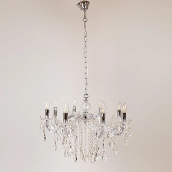 Πολυέλαιος Οροφής Με 8 Λάμπες Με Κρύσταλλα Διάφανα 60x50εκ. ESTHETI 757-12038