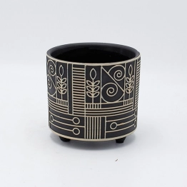 Κασπώ Κεραμικό Μαύρο-Μπεζ 12x11,5εκ. ESTHETI 819-00494