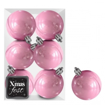 Σετ Μπάλες 6τμχ Περλέ Ροζ Δ10εκ. Xmas fest 93-3535