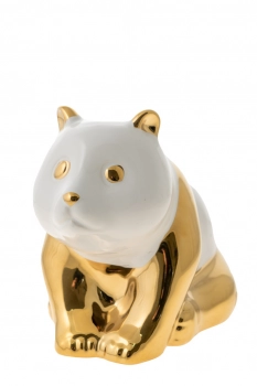 Διακοσμητική Επιτραπέζια Φιγούρα Κεραμική Panda Χρυσή-Λευκή 17,3εκ. Zen Collection 22.19.48228