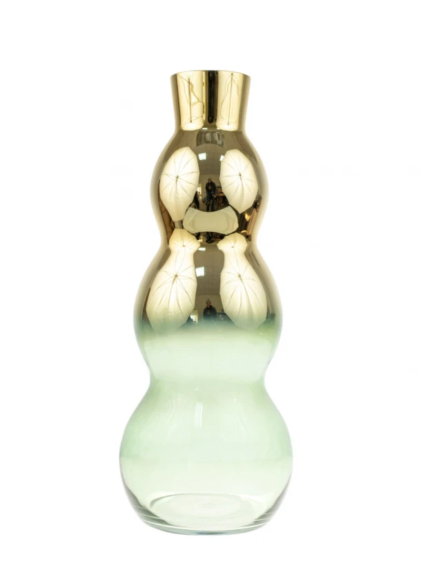 Βάζο Χειροποίητο Γυάλινο Χρυσό-Πράσινο 19,8x50εκ. Zen Collection 24.15.50797