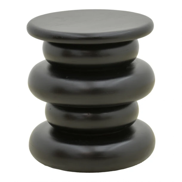 Βοηθητικό τραπέζι Circena pakoworld μασίφ μάνγκο ξύλο μαύρο Φ40x45εκ