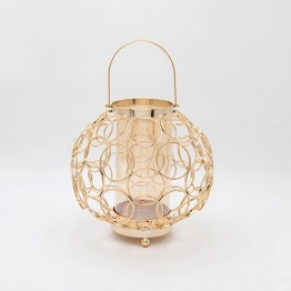 Φανάρι Μεταλλικό-Γυάλινο Χρυσό 23x23εκ. ESTHETI 819-00249