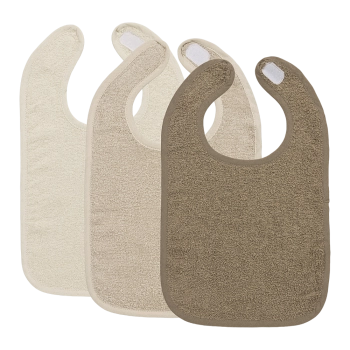 Σαλιάρες Σετ 3τμχ Βαμβακερές Natural-Soft Sand-Taupe Meyco MEY-240.000.DB.02C