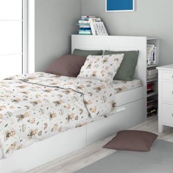Σετ Σεντόνια 2τμχ Βαμβακερά Μονά 160x240εκ. Cloudy Bear 581 White-Olive Dimcol