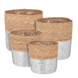 Καλάθι Σετ 4τμχ Sea Grass Natural-Ασημί 25x25εκ.-19x19εκ. Rachel MSA 20-27-874